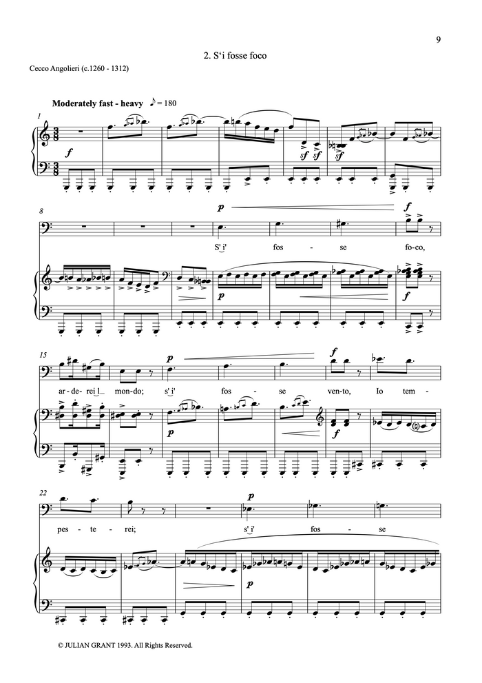 Three Songs for Angus - Julian Grant