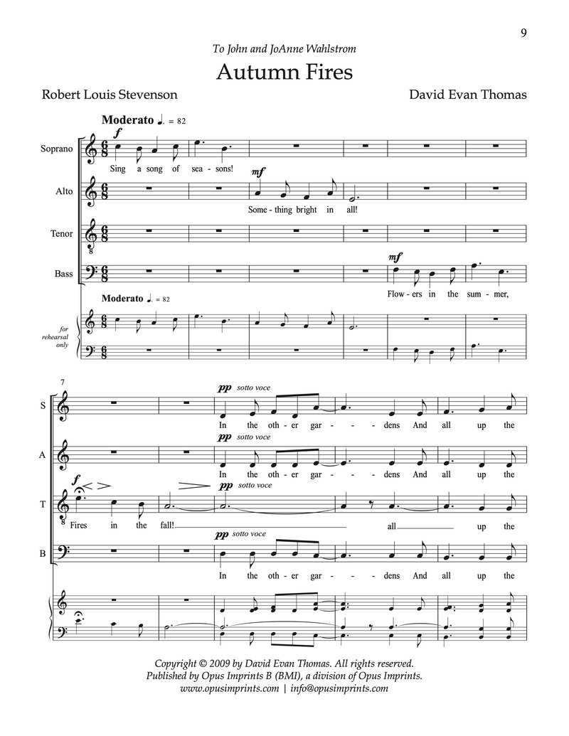 Three Romantic Part Songs - David Evan Thomas