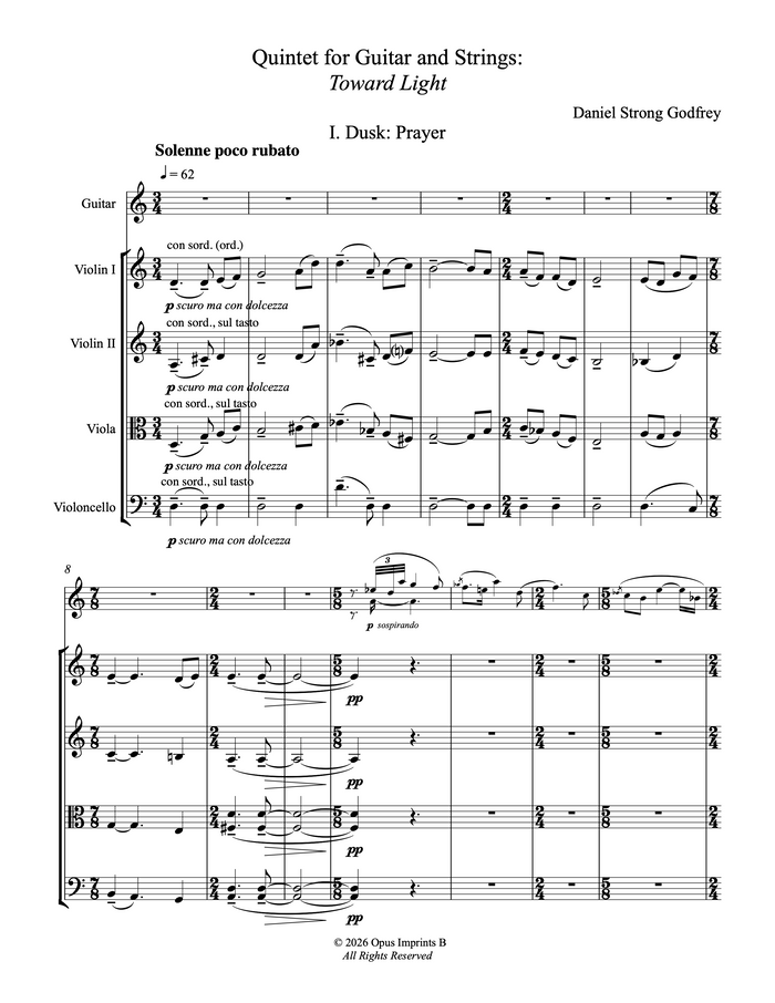 Toward Light: Quintet for Guitar and String Quartet – Daniel Strong Godfrey