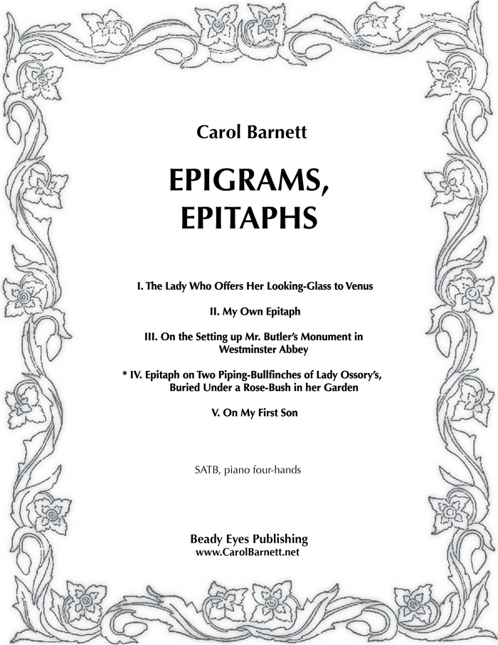 Epitaph of Two Piping-Bullfinches... (from Epigrams, Epitaphs) – Carol Barnett