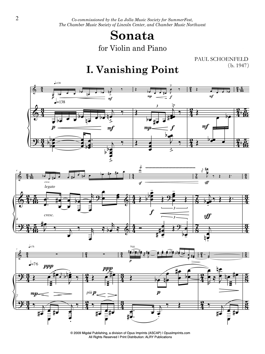 Sonata for Violin and Piano - Paul Schoenfeld